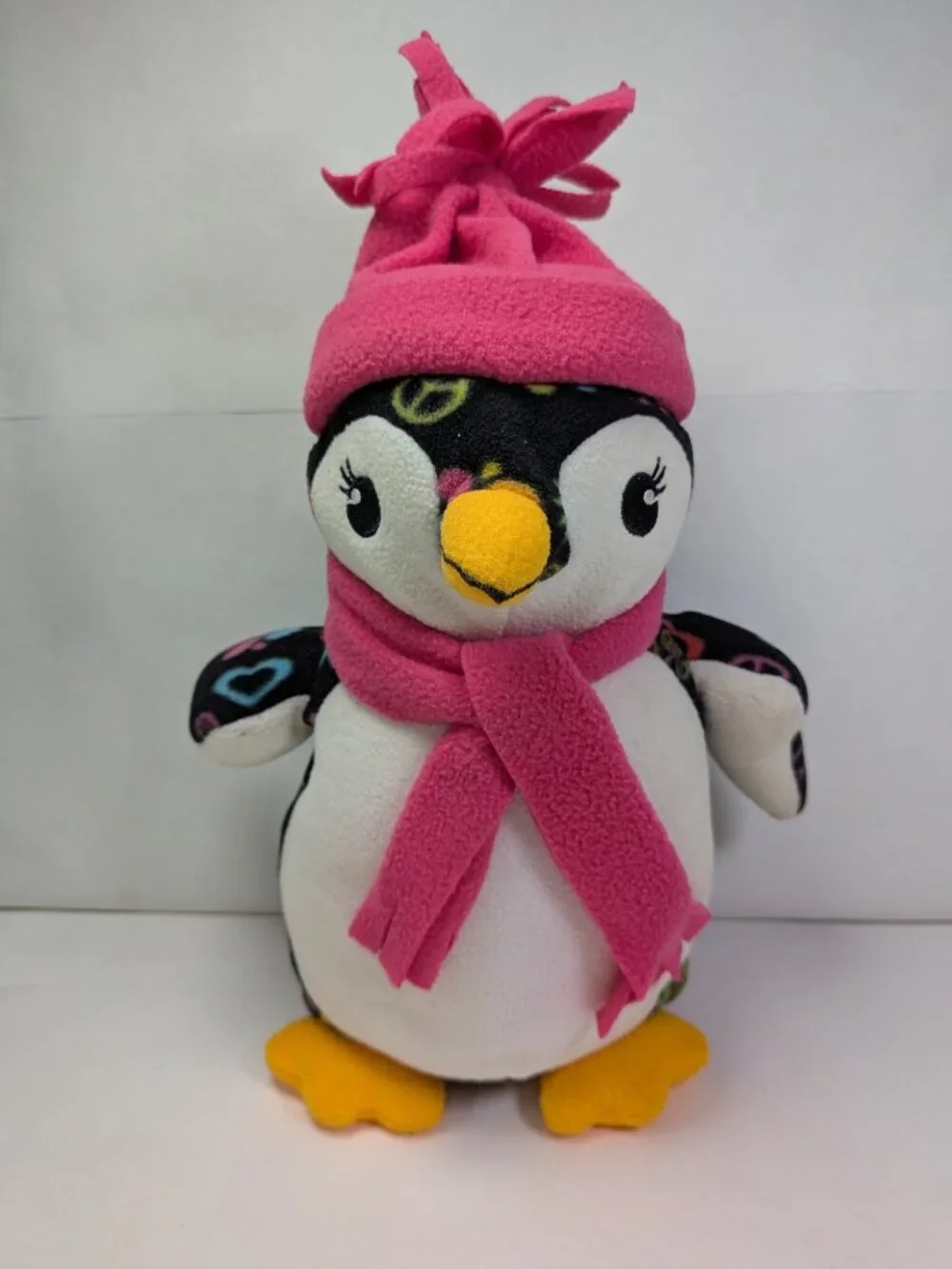 Vintage Penguin Plush Lot of 4 Webkinz Ganz Gund ABC Peace Sign Clips Christmas